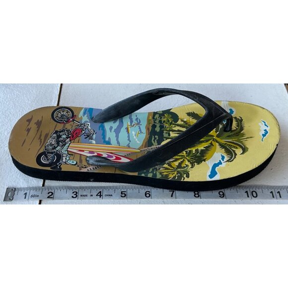 Beach Theme Flip Flops Sandals Men's Size Large (Brand Unknown) - Picture 9 of 16